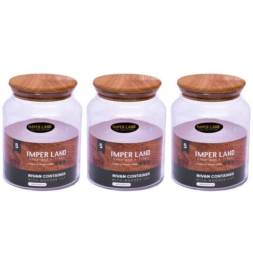 بانکه شیشه ای با درب چوبی امپرلند سایز 4