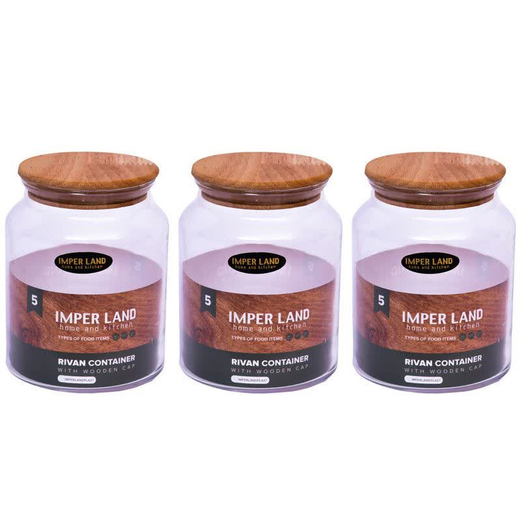 بانکه شیشه ای با درب چوبی امپرلند سایز 4