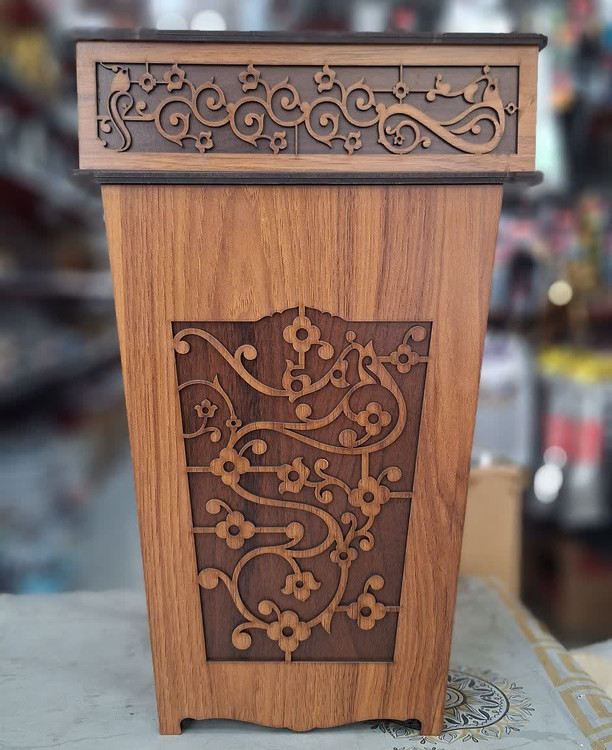 ست سطل و جا دستمال کاغذی چوبی