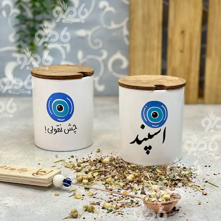 بانکه سرامیکی درب چوبی اسپند