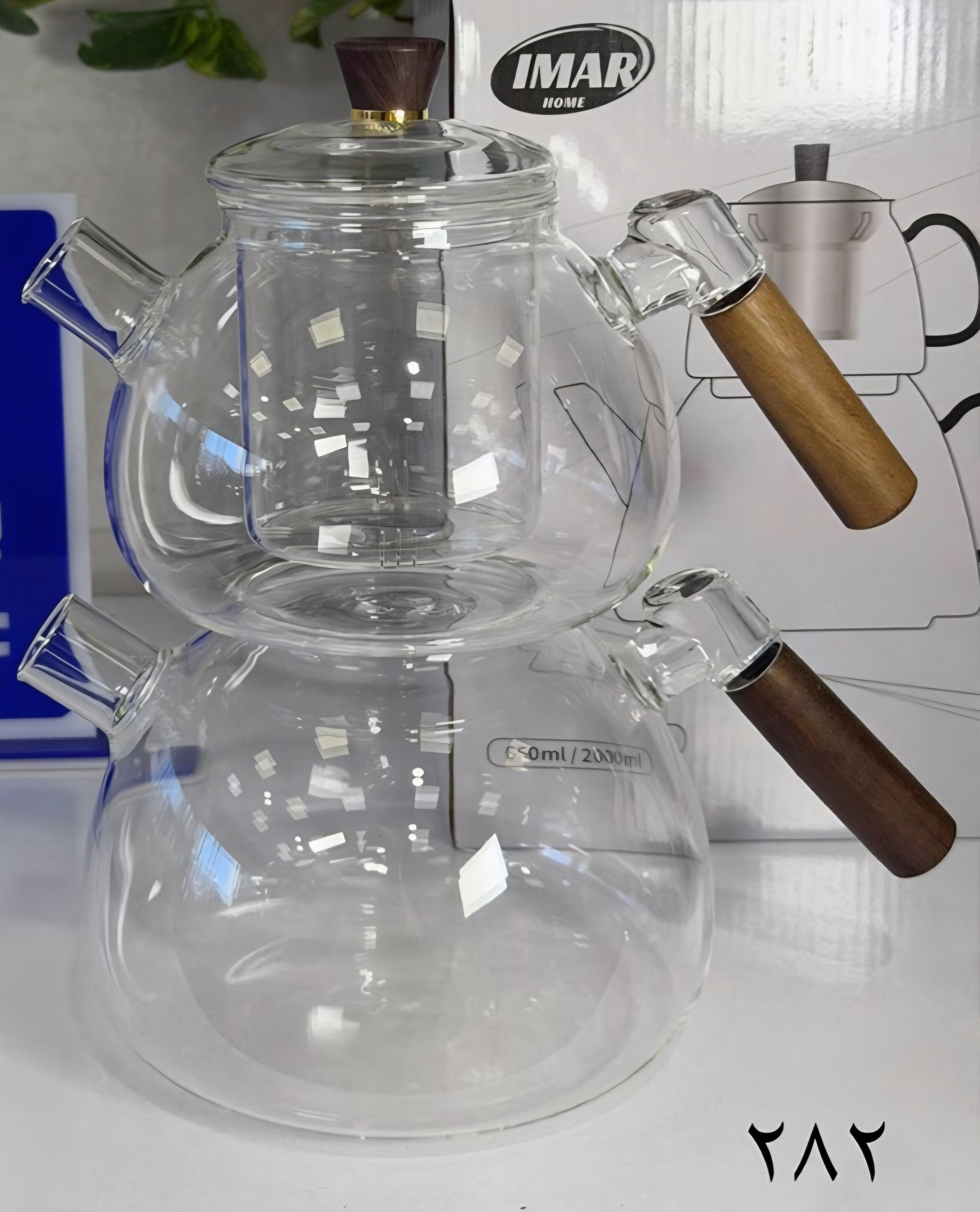 کتری قوری پیرکس دسته بامبو کد 282